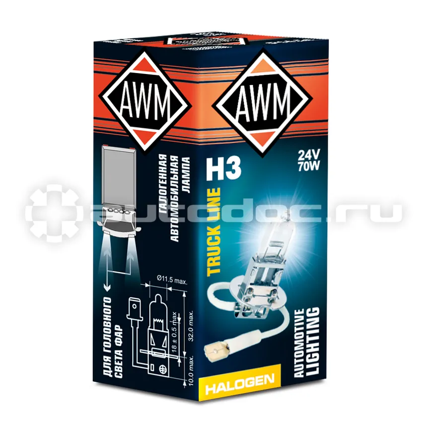 AWM Лампа галогеновая H3 24V 70 W (PK22S)