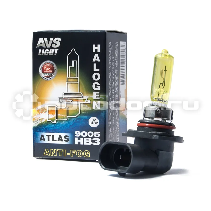 AVS Лампа галогенная ATLAS ANTI-FOG BOX желтый HB3 | 9005.12V.55W