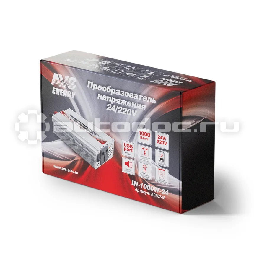 AVS Инвертор автомобильный IN-1000W-24
