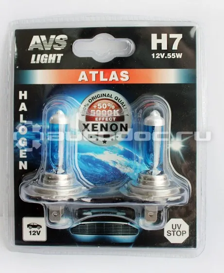 AVS Лампы галогенные Atlas H7 +50%