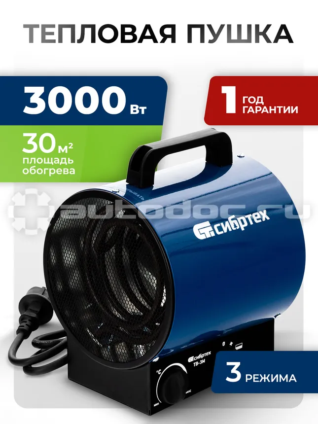 СИБРТЕХ Тепловая пушка ТВ-3М (тепловентилятор)