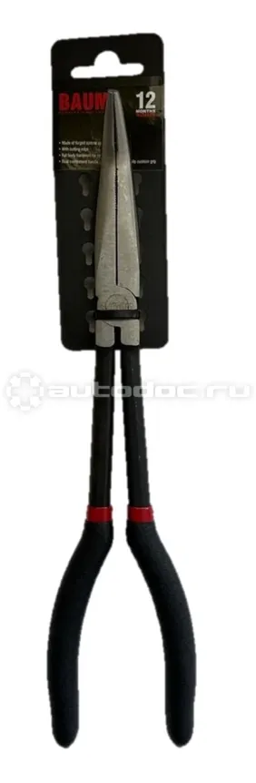 BAUM Длинногубцы с удлинёнными рукоятками L=11"/275мм и загнутыми на 45гр носиками