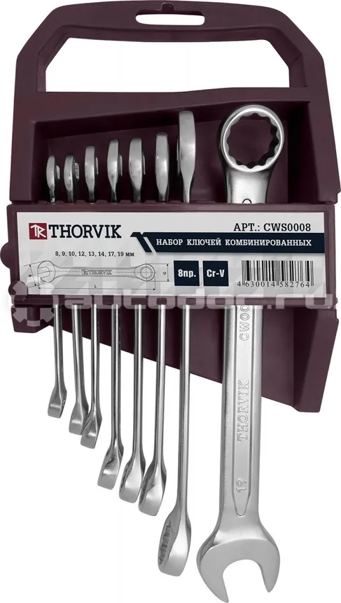 THORVIK CWS0008 Набор ключей комбинированных на пластиковом держателе