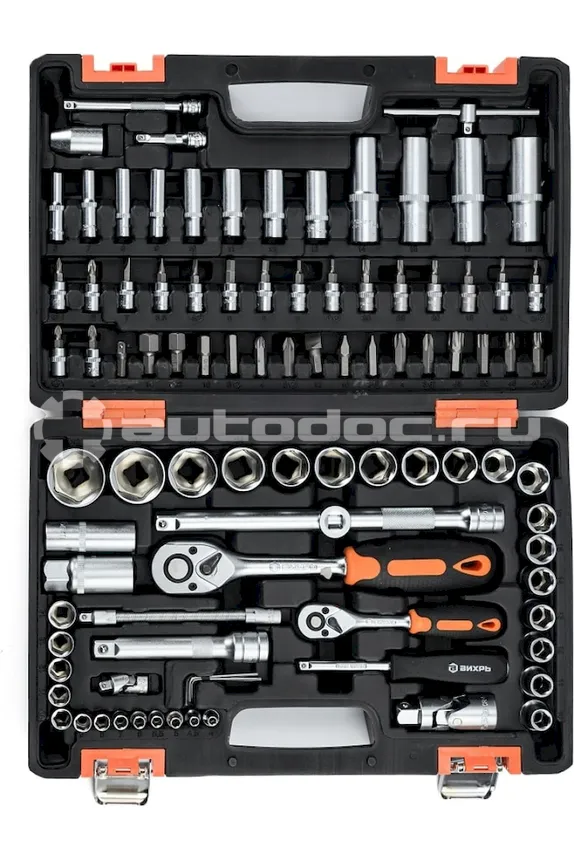 ВИХРЬ Набор инструментов АВТО, 1/2" , 1/4" , CrV, в кейсе 94 предм