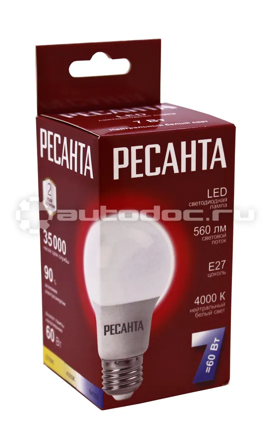РЕСАНТА Лампа светодиодная LL-R-A60-7W-230-4K-E27