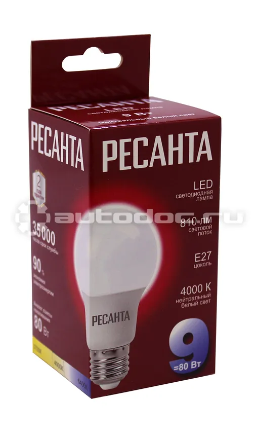 РЕСАНТА Лампа светодиодная LL-R-A60-9W-230-4K-E27
