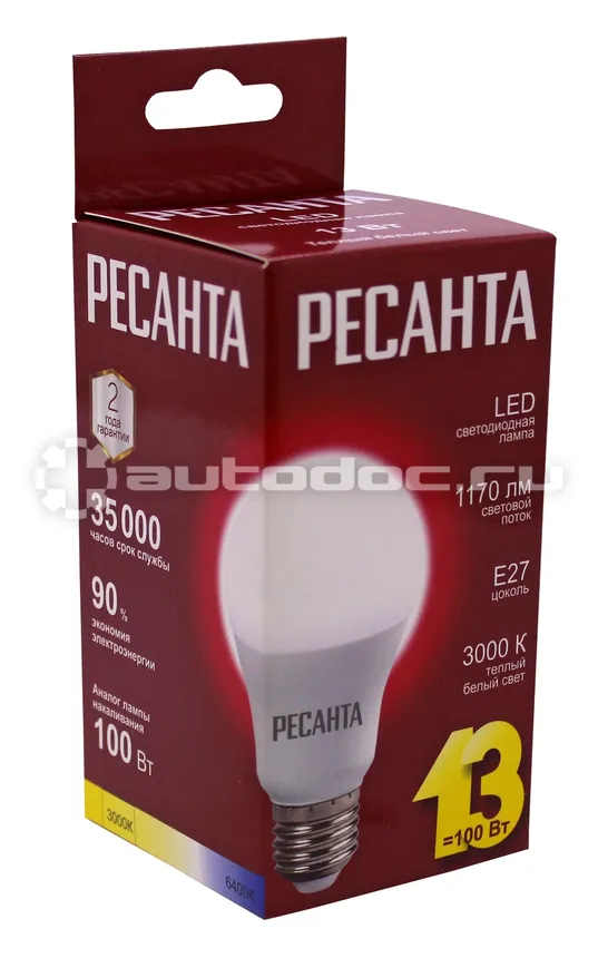 РЕСАНТА Лампа светодиодная LL-R-A60-13W-230-3K-E27