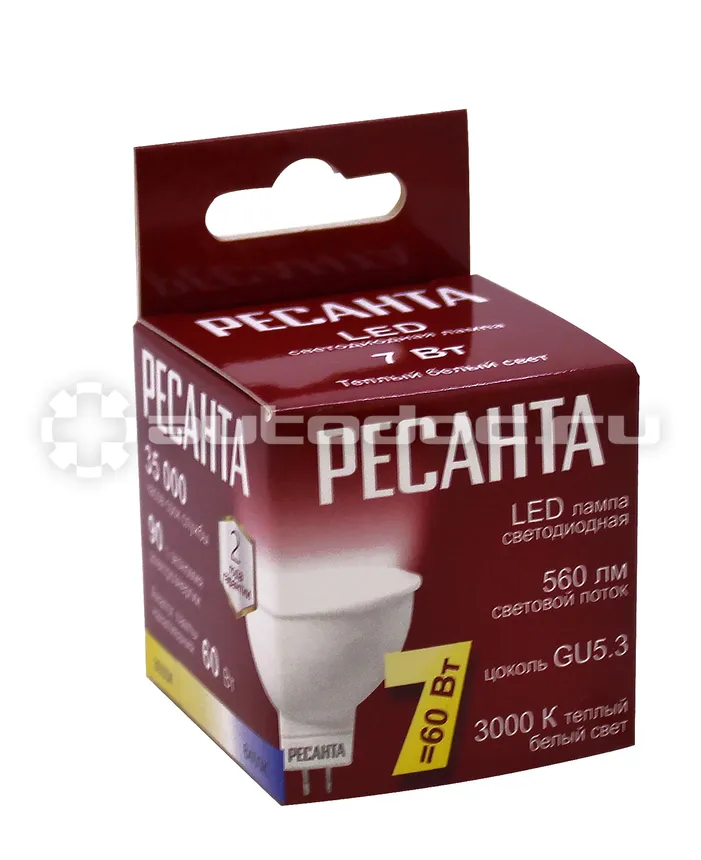 РЕСАНТА Лампа светодиодная LL-R-MR16-7W-230-3K-GU5.3