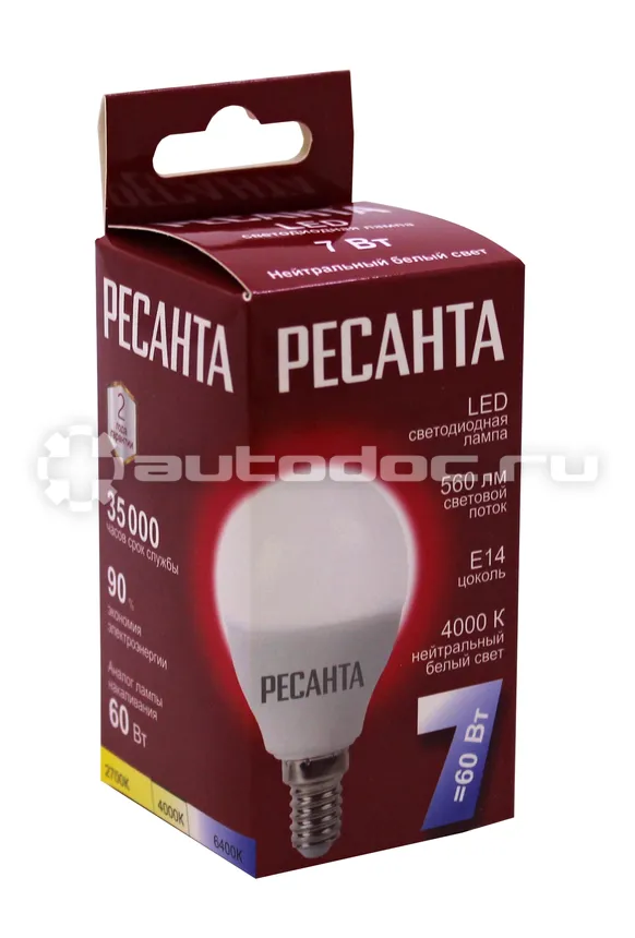 РЕСАНТА Лампа светодиодная LL-R-G45-7W-230-4K-E14