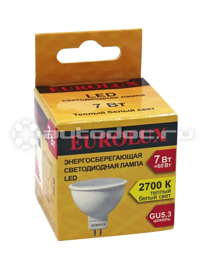EUROLUX Лампа светодиодная LL-E-MR16-7W-230-2,7K-GU5.3