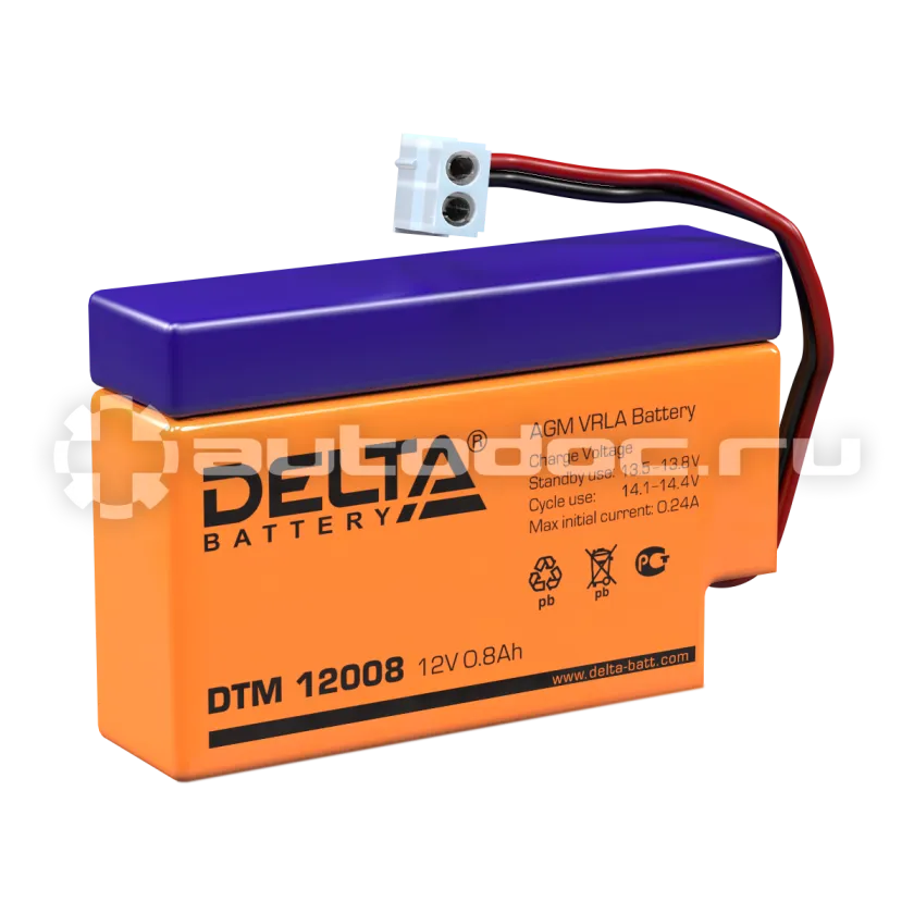DELTA Аккумулятор 12V 0,8Ah (96x25x62)