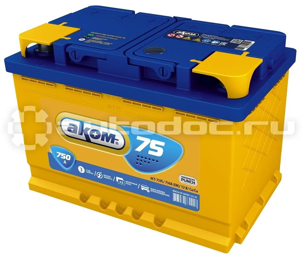 AKOM Аккумулятор EN 750 75 A