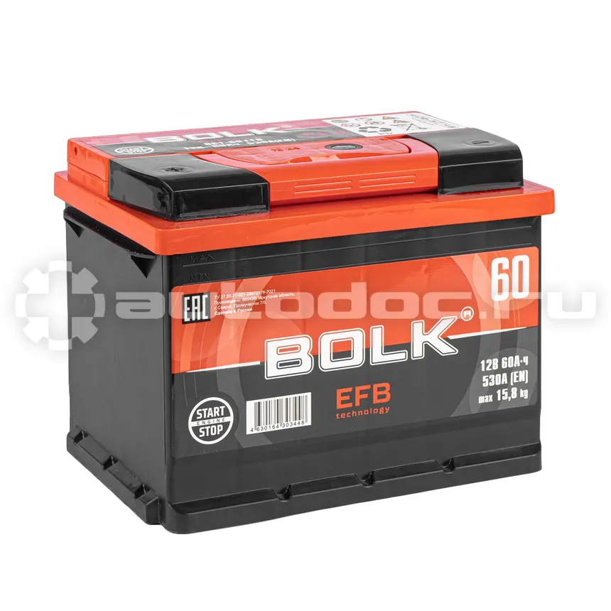 BOLK Аккумулятор EFB Stop&Go 60 А/ч прямой L+ 242x175x190 L2 EN 530 А
