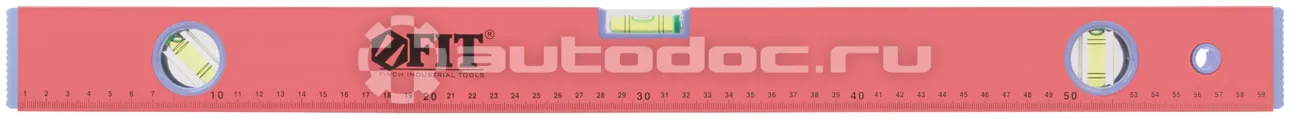 FIT TOOL Уровень "Стандарт", 3 глазка, красный корпус, фрезерованная рабочая грань, шкала 600 мм
