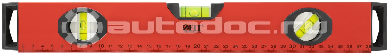 FIT TOOL Уровень "Бизон", 3 глазка, красный корпус, магнитная полоса, ручки, шкала 400 мм