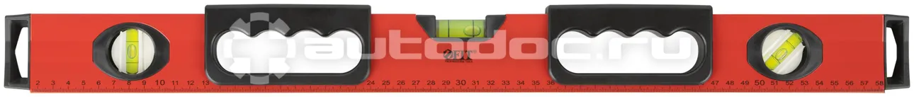 FIT TOOL Уровень "Бизон", 3 глазка, красный корпус, магнитная полоса, ручки, шкала 600 мм