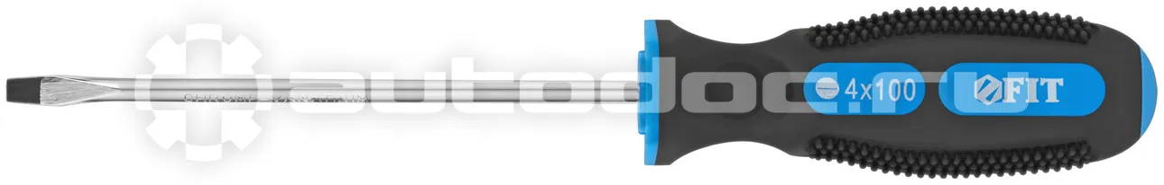 FIT TOOL Отвертка двухцвет.противоскол.ручка, CrV,магн.кончик, 4 х 100 мм