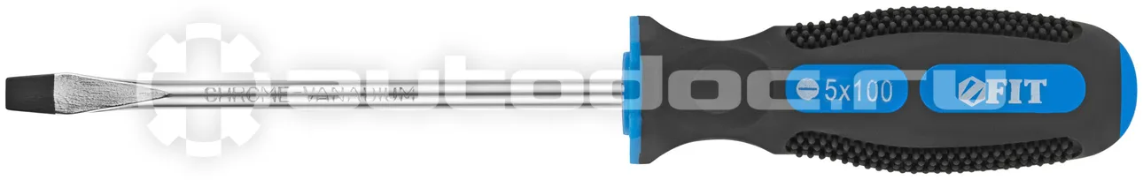 FIT TOOL Отвертка двухцвет.противоскол.ручка, CrV,магн.кончик, 5 х 100 мм