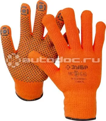 ЗУБР 11464-XL Акриловые перчатки Ангара L-XL утепленные с начёсом и ПВХ покрытием (точка)