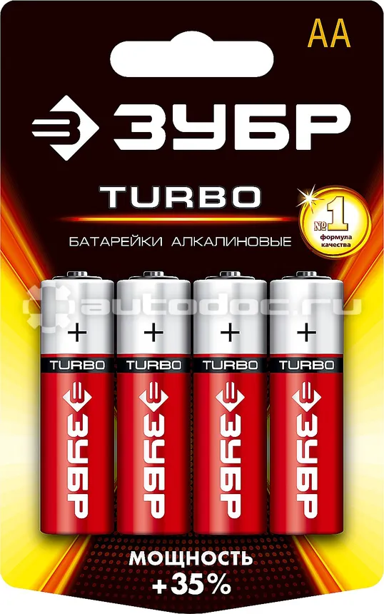 ЗУБР Щелочная батарейка 1.5 В, тип АА, 4 шт, Turbo