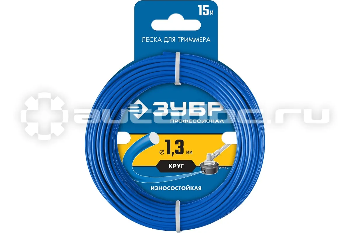 ЗУБР Леска для триммера КРУГ 1.3 мм 15 м