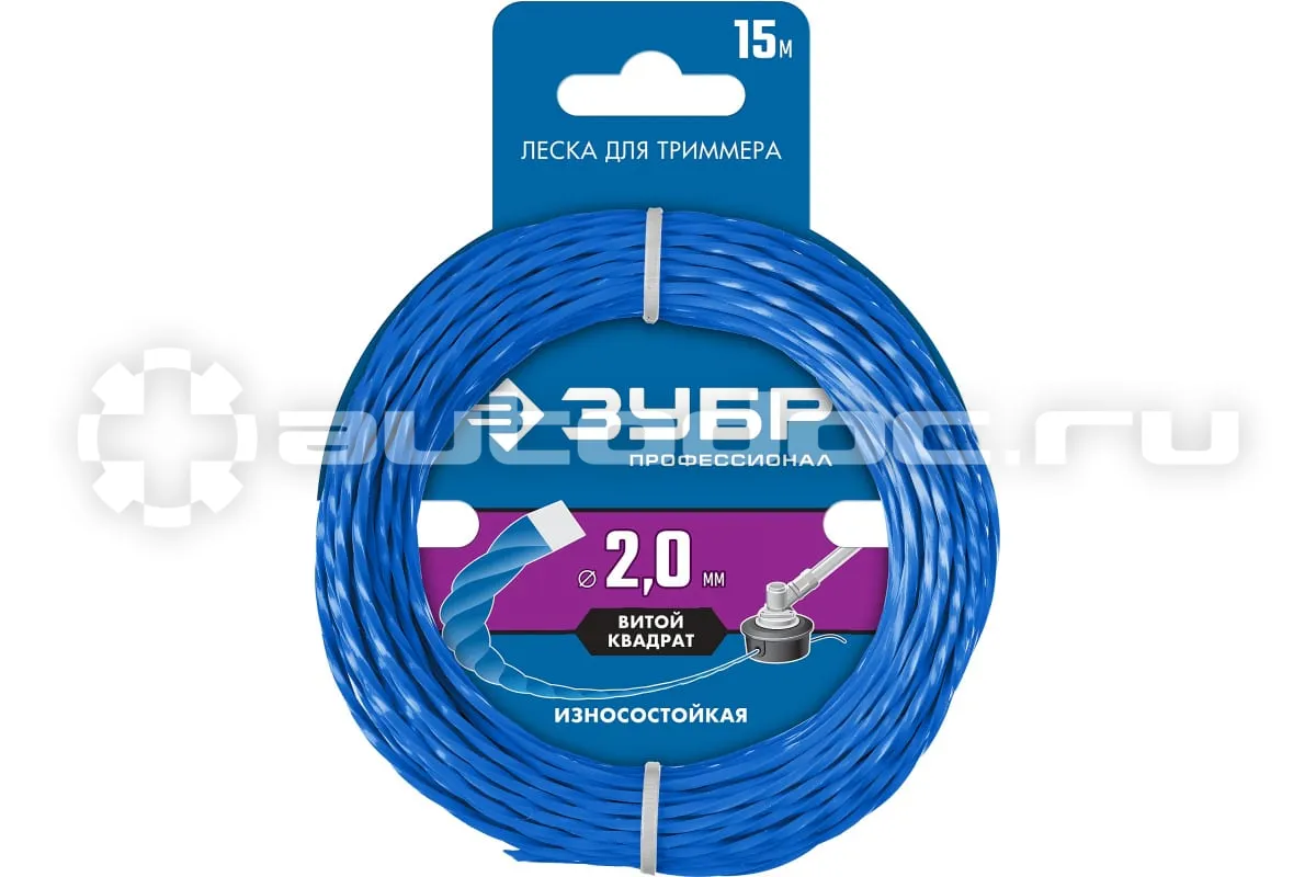 ЗУБР Леска для триммера ВИТОЙ КВАДРАТ 2.0 мм 15 м