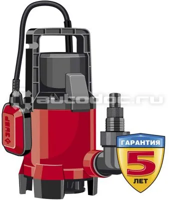 ЗУБР НПГ-М1-550 Насос погружной, дренажный для грязн воды (d частиц до 35 мм), 550Вт, пропускн способность 160л | мин, напор 6.5м, провод 7м