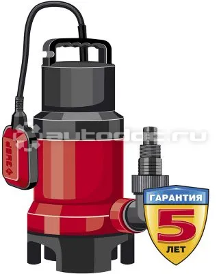 ЗУБР НПГ-М1-900 Насос погружной, дренажный для грязн воды (d частиц до 35 мм), 900 Вт, пропускн способность 230л | мин, напор 9 м, провод 7 м