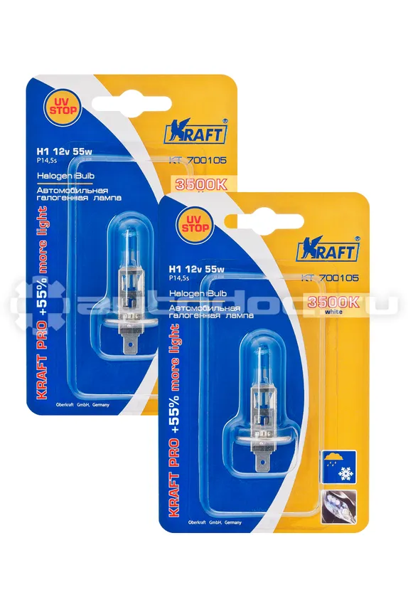 KRAFT Лампы Н1 12v 55w (P14,5s) Pro +55% more light