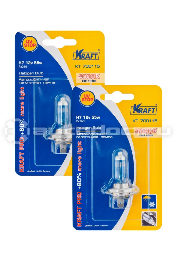 KRAFT Лампы Н7 12v 55w (PX26d) Pro +80% more light