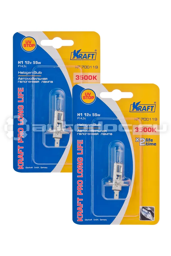 KRAFT Лампы Н1 12v55w (P14,5s) Pro Long Life