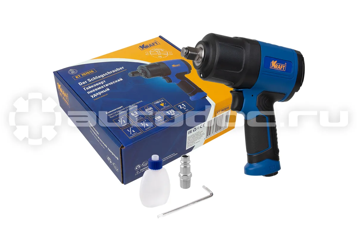 KRAFT Гайковерт пневматический ударный 1/2"DR 1700 Нм, PRO
