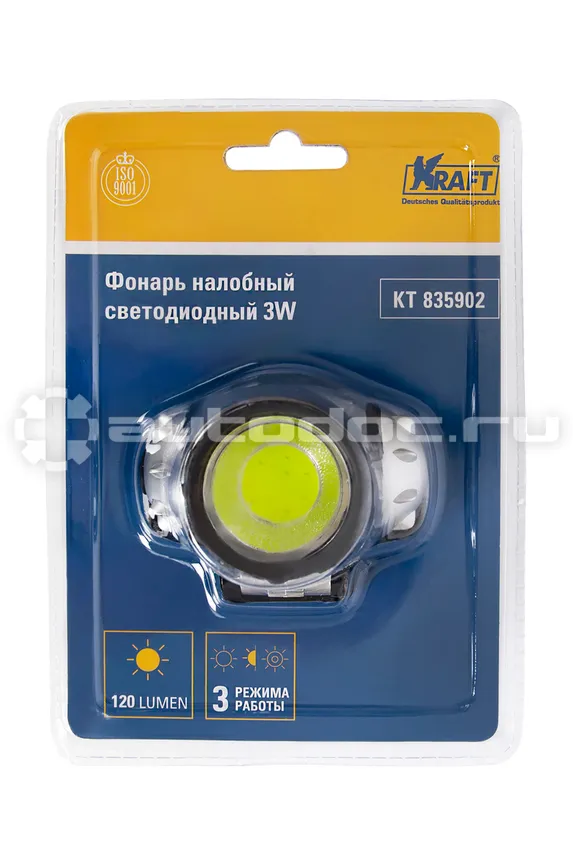 KRAFT Фонарь налобный светодиодный 3W