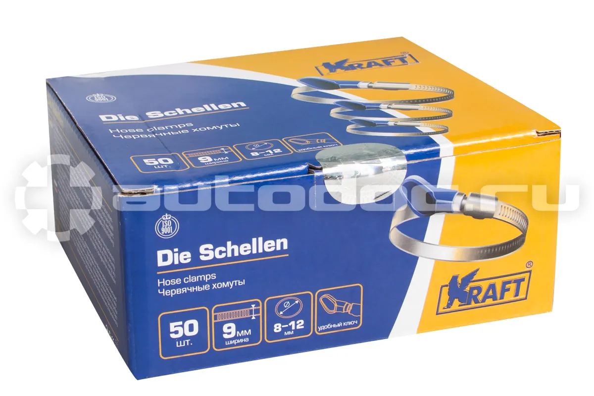 KRAFT Хомут с ключом  8-12 мм
