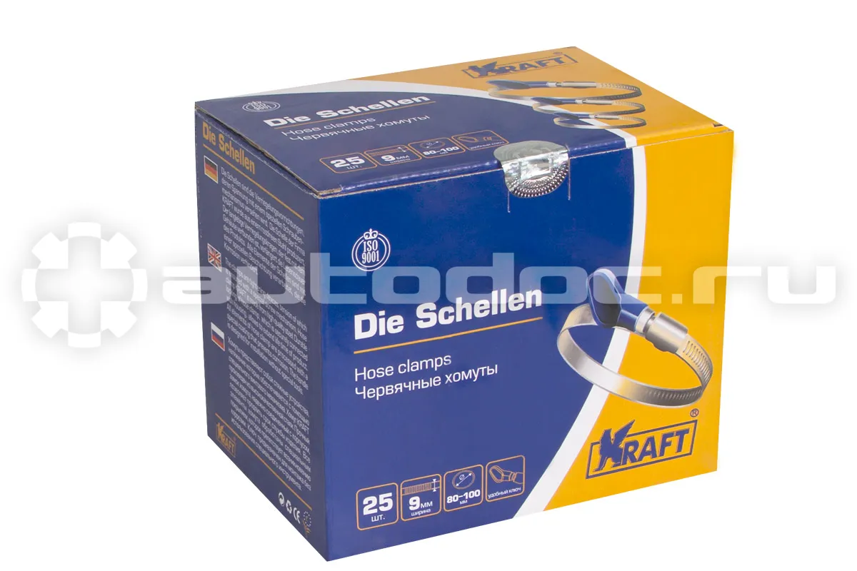 KRAFT Хомут с ключом 80-100 мм