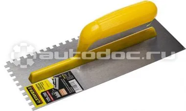STAYER 08012-06 Гладилка стальная с пластмассовой ручкой, зубчатая, 6х6мм, 120х280мм.
