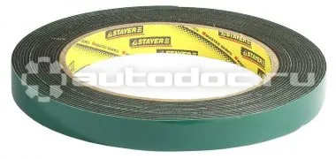 STAYER Лента клейкая двухсторонняя на вспененной основе Professional 12233-12-05, черная, 12мм х 5м