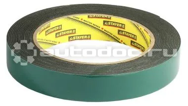 STAYER Лента клейкая двухсторонняя на вспененной основе Professional 12233-19-05, черная, 19мм х 5м