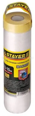STAYER Пленка "PROFESSIONAL" защитная с клейкой лентой "МАСКЕР", HDPE, 9мкм, 2,1х15м