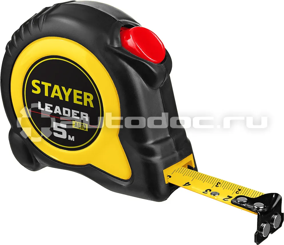STAYER Leader 5м  |  19мм рулетка с автостопом в ударостойком обрезиненном корпусе
