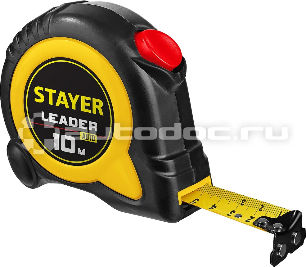 STAYER Leader Рулетка с автостопом в ударостойком обрезиненном корпусе 10м  |  25мм
