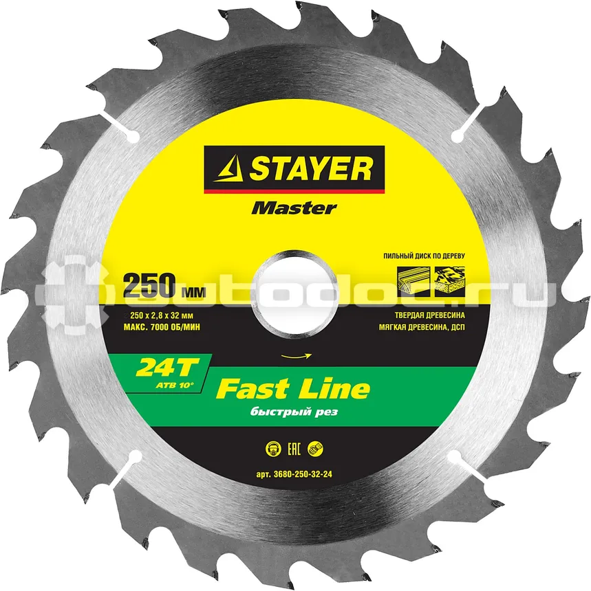 STAYER 3680-250-32-24 Диск пильный