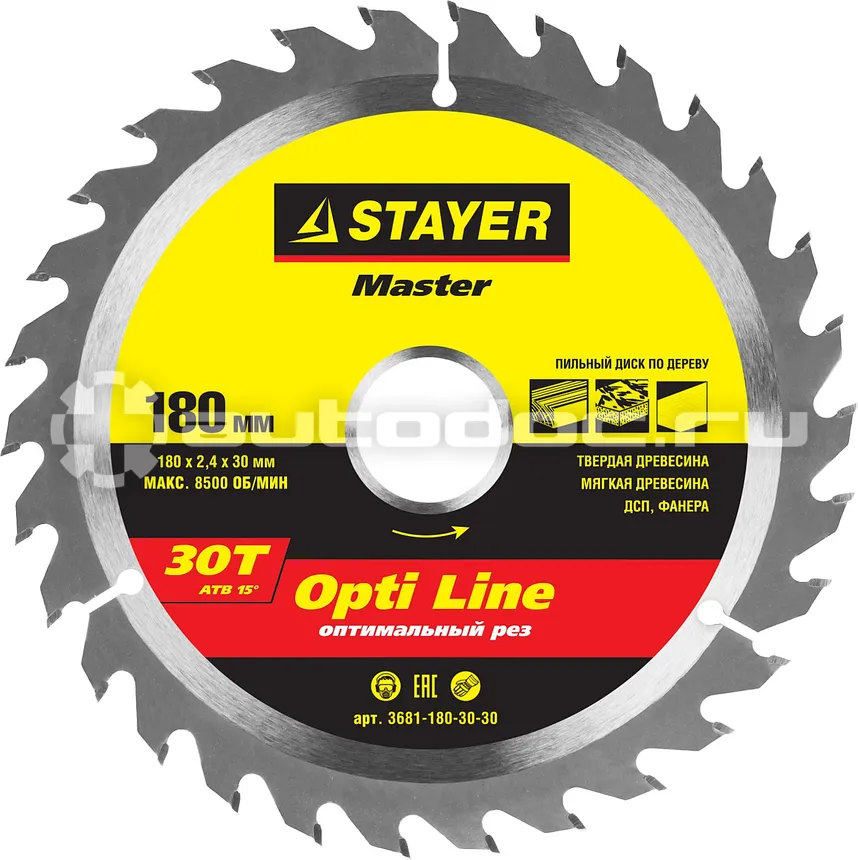 STAYER 3681-180-30-30 Диск пильный