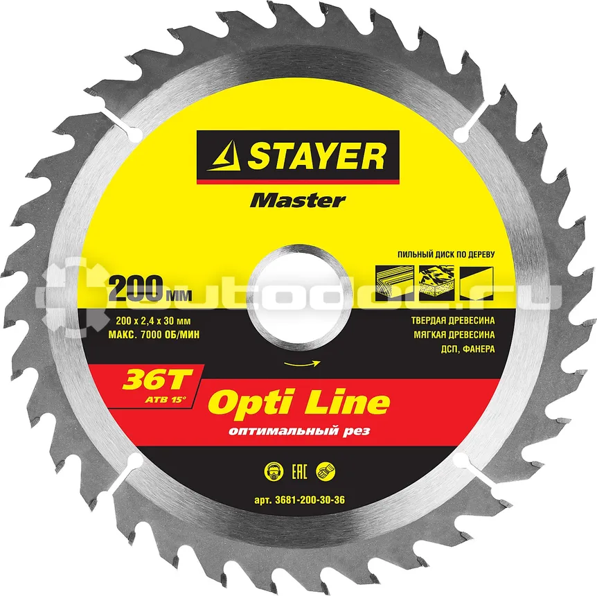 STAYER 3681-200-30-36 Диск пильный