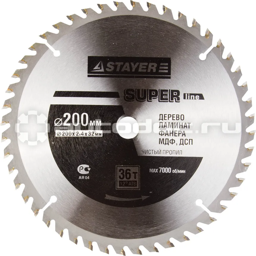 STAYER 3681-200-32-36 Диск пильный
