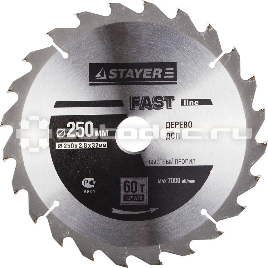 STAYER 3682-250-32-60 Диск пильный