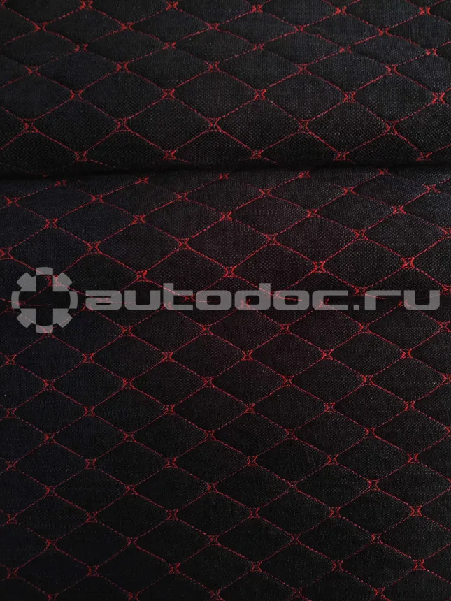 PSV Вельвет Velvet 250 г/м (Ширина 140 см), Поролон 5 мм, Silikon Черный/отстрочка красная СТЕЖКА Рисунок "Бабочка", 50 см