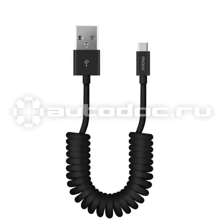 DEPPA Дата-кабель USB A - USB C, витой, 2А, 1,5 м, черный