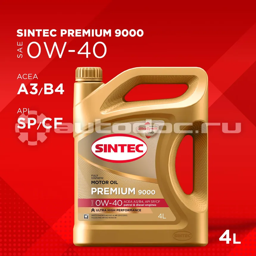 SINTEC Premium 9000 0W-40 A3 | B4 SP | CF
