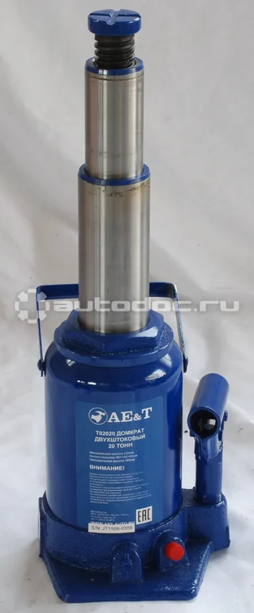 AE&T Домкрат бутылочный двухштоковый 20т